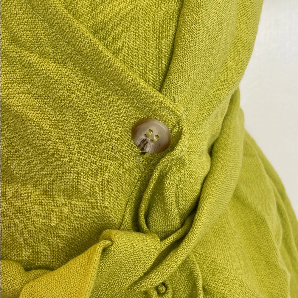 LULU’S SUNNY DAYS AHEAD V-NECK LIME GREEN RUFFLED WRAP MINI DRESS SIZE SMALL